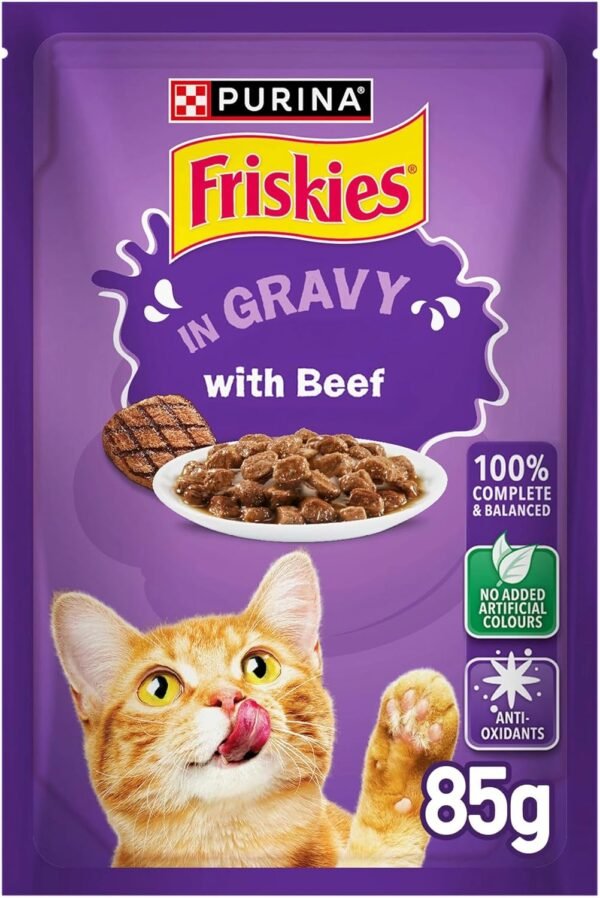 Purina Friskies Beef Chunks in Gravy Wet Cat Food (85g)