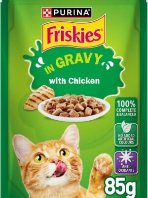 Purina Friskies Chicken Chunks in Gravy Wet Cat Food Pouch (85g)