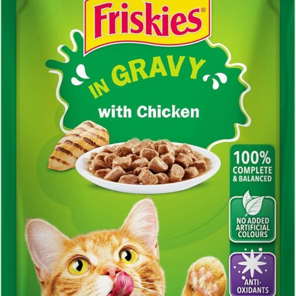 Purina Friskies Chicken Chunks in Gravy Wet Cat Food Pouch (85g)