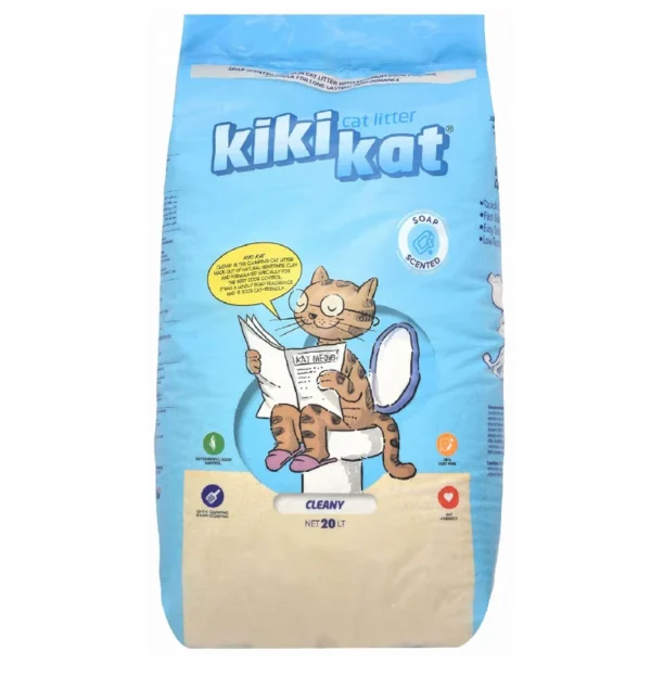 Kiki Kat White Bentonite Clumping Cat Litter – Cleany-Soap Scented (20L)