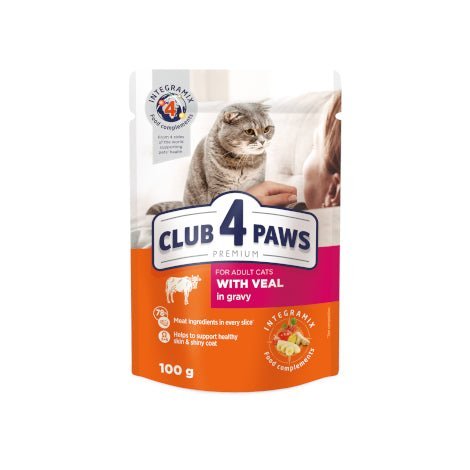 CLUB 4 PAWS with Veal in gravy premium poutch 100gm
